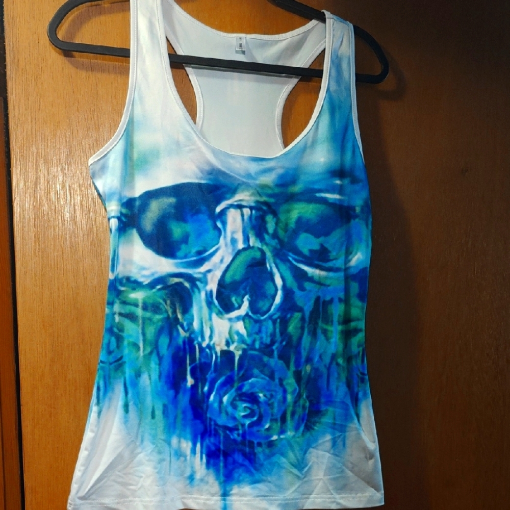 NWOT Blue Skull Print Women's Tank Top